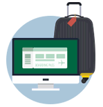 Illustration of computer and roller bag