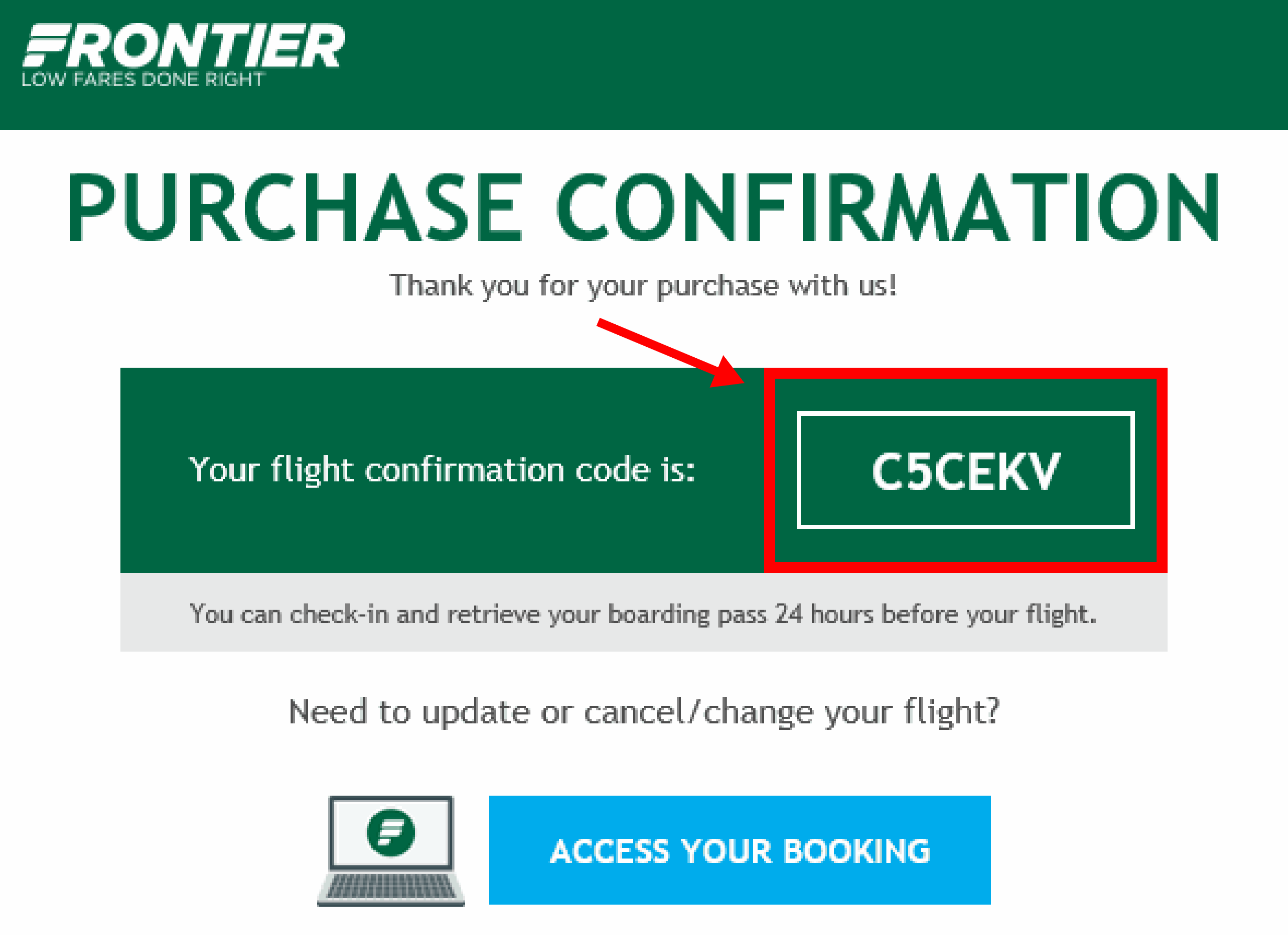 Airstar confirmation email example